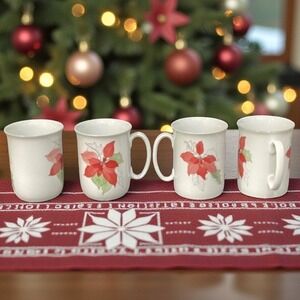 Watercolors Block Spal Poinsettia Coffee Cups, Set of 4 Mary Lou Goertzen Design